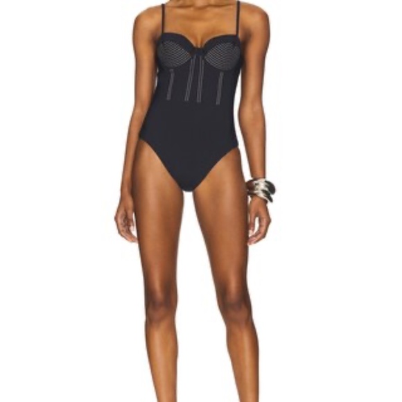 SIMKHAI Beatrix Bustier One Piece in Black - Picture 1 of 8